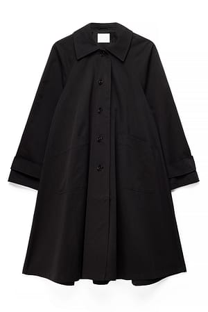 Black Raglan Sleeve Trenchcoat