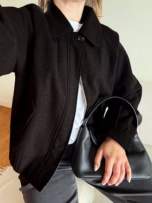 Brown Raglan Sleeve Wool Blend Jacket