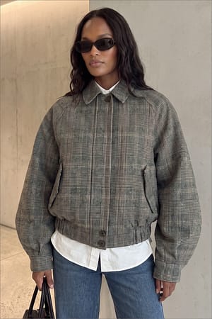 Check Veste en mélange de laine à manches raglan