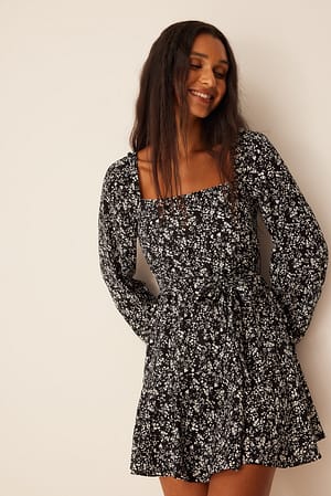 Recycled Overlapped Frill Mini Dress