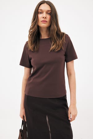 Brown T-shirt met regular fit