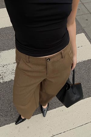 Dark Brown Avslappnade fatbyxor