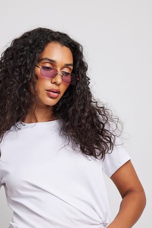 Purple Rimless Slim Sunglasses