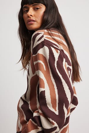 Pull col rond en maille à jacquard