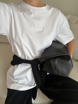 White Round Neck Oversized Tee