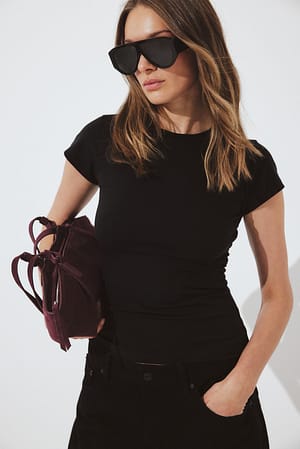 Black T-shirt à encolure ronde