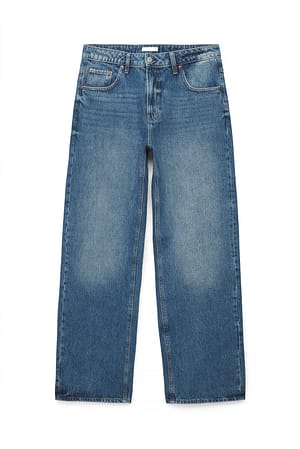 Mid Blue Route Mid Waist Straight Jeans