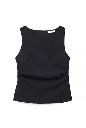 Black Haut sans manches à taille froncée