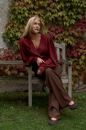 Burgundy Ruffle Detail Blouse