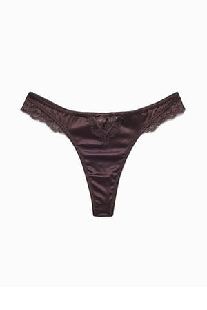 Brown Tanga de satén