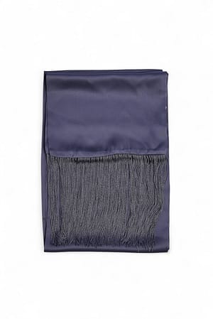 Grey Satin Fringe Scarf