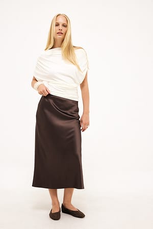 Brown Midinederdel i satin