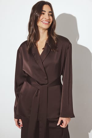 Brown Satin Pyjama Robe