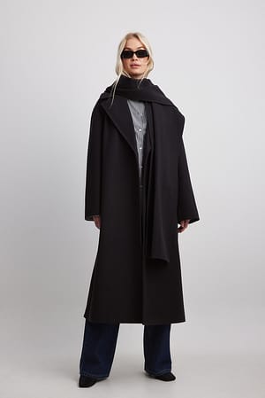 Black Lange jas met sjaal