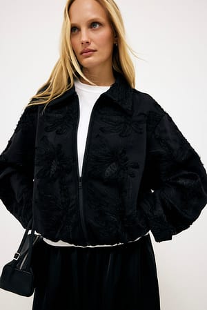 Black Scuba Applique Jacket