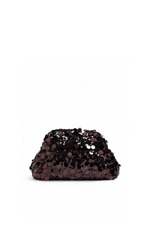 Brown Sequins Clutch