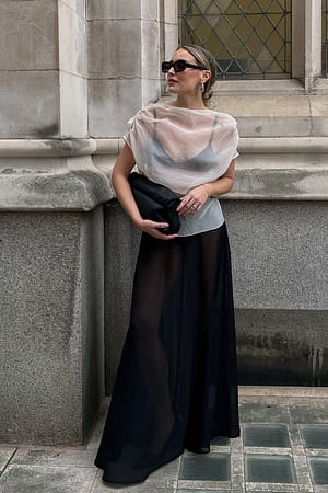 Cream Sheer Asymmetric Top