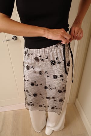 Black Sheer Sequin Skirt