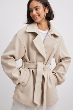 Beige Kurzer Mantel