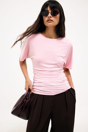 Light Pink Top de jersey de manga corta