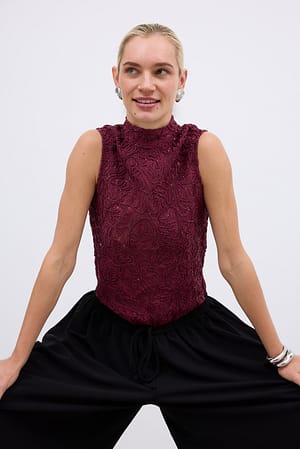 Plum Sleeveless Lace Top