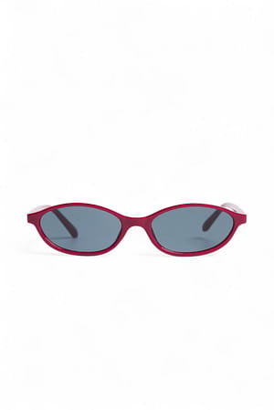 Burgundy Gafas de sol ovales de montura fina