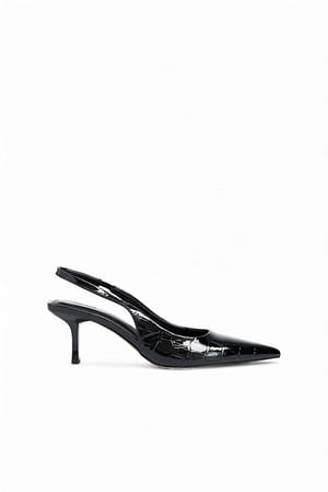 Black Croco Slingback-Pumps