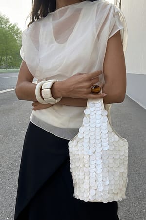 White Kleine handtas met kralen