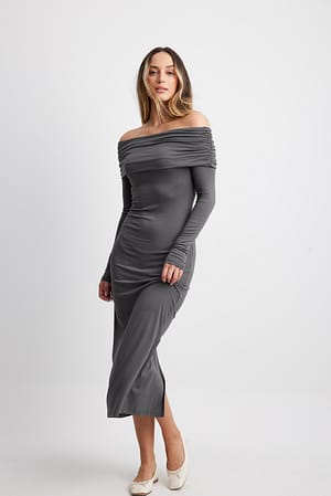 Dark Grey Soft Line Midi Dress