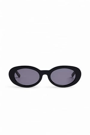 Black Soft Oval Acetate Sunglasses
