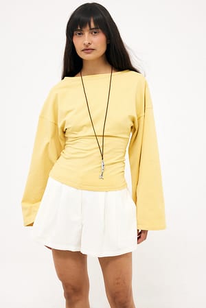 Light Yellow Soft Cotton Wide Sleeve Jersey Top