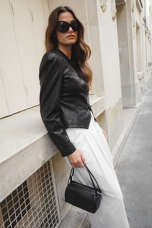 Black Sac à main en cuir souple