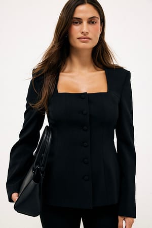 Black Skreddersydd blazer med firkantet utringning