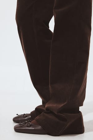 Chocolate Brown Squared Toe Bow Ballerinas