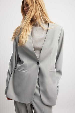 Sage Rechte oversized blazer zonder revers