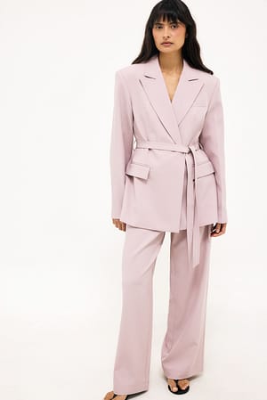 Light Lilac Straight Strap Detail Pants