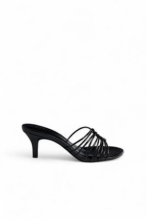 Black Strappy Details Mules