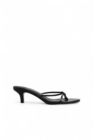 Black Strappy Low Heels