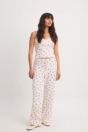 Strawberry Printed Mid Waist Trousers