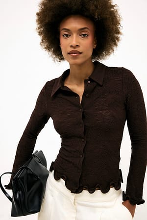 Brown Camisa de Alambre Estructurado