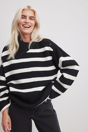 Striped Knitted Turtleneck Sweater