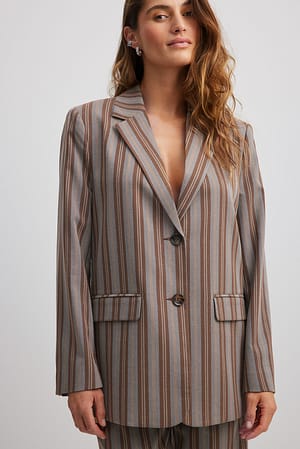Striped Oversized-fit Blazer