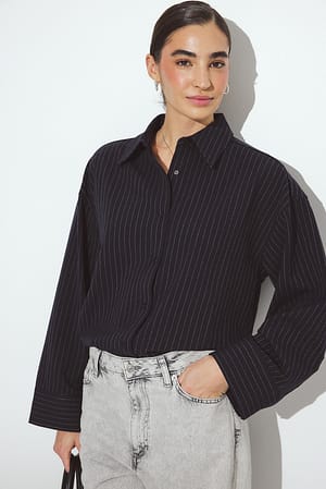 Navy Stripe Striped Oversized Shirt