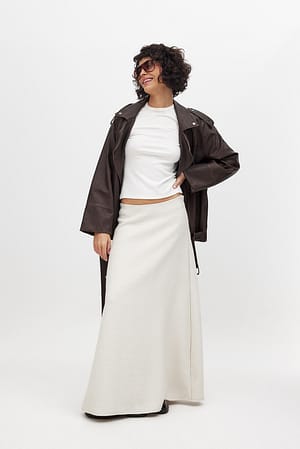 Structured Wool Blend Maxi Skirt