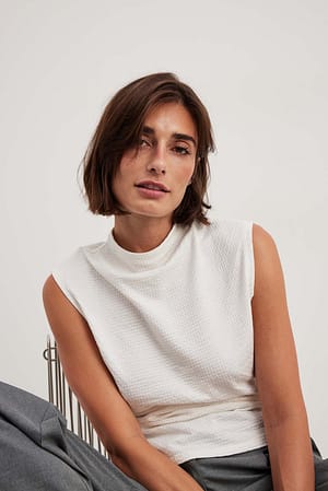 Gestructureerde jersey top
