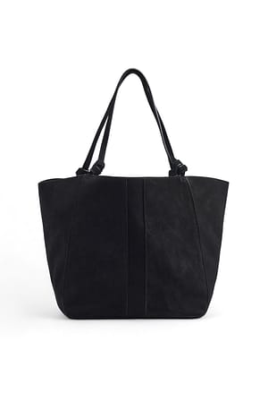 Black Suède draagtas met knoopdetail