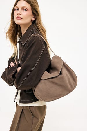 Beige Sac à bandoulière en daim