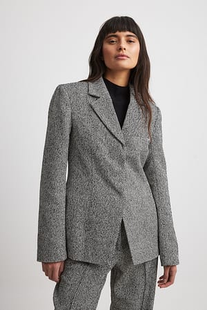 Tailored Tweed Shoulder Pads Blazer