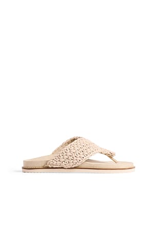 Thong Knitted Cotton Footbed Slippers