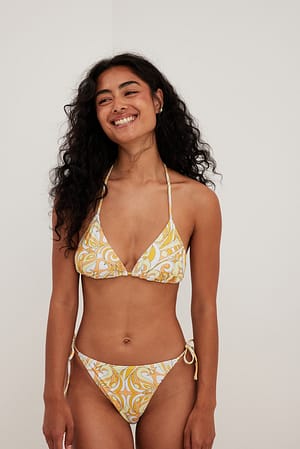 Orange Print Bikiniunderdel med binding